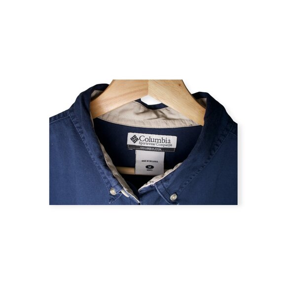 Columbia Sportswear Men's Navy Blue Cotton Long sleeve Button-up Shirt - Picture 6 of 6